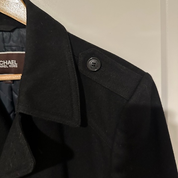 Michael Kors Men's (M) Wool Blend Black Pea Coat Button-Up Lined. Retail: $325 - Picture 8 of 12
